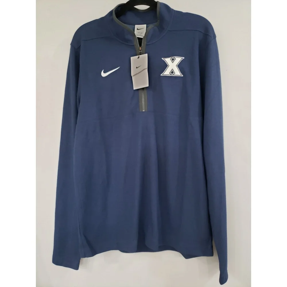 NWOT MEDIUM XAVIER UNIVERSITY MUSKETEERS NCAA Nike Quarter Zip Pullover Shirt